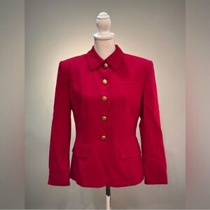 SALE! Red Vintage Jones New York Gold Buttoned Blazer Size 6 EUC